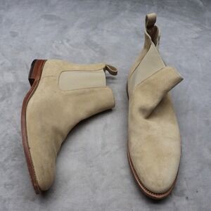 Lucent Men 11.5 Chelsea Boots White Suede Goodyear Welt Leather Sole Casual 45EU